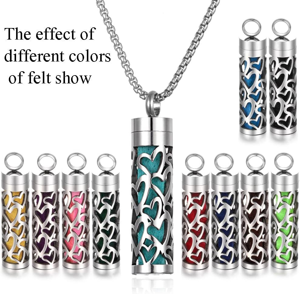 Essential Oil Necklace for Women, Aromatherapy Pendant Necklace 316L Stainless Steel Diffuser Necklace, Essential Oil Jewelry Gift for Men Women, Christmas, Birthday XN046-13