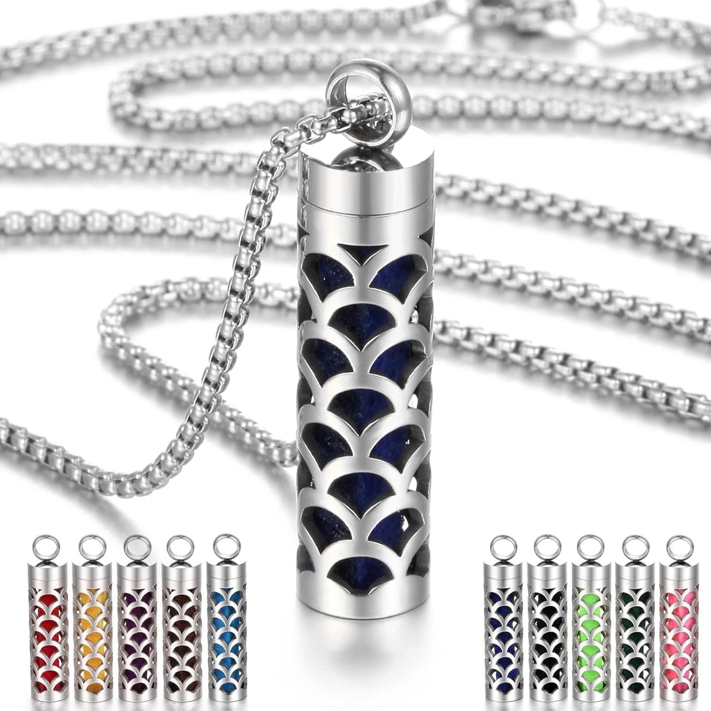 Essential Oil Necklace for Women, Aromatherapy Pendant Necklace 316L Stainless Steel Diffuser Necklace, Essential Oil Jewelry Gift for Men Women, Christmas, Birthday XN046-13